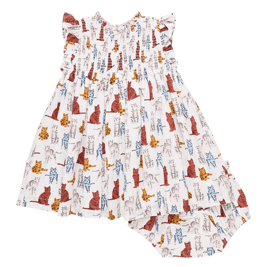 Pink Chicken Baby Girls Stevie Dress Set - Tabby Cats