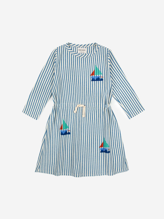Bobo Choses Blue Stripes Long Sleeve Dress
