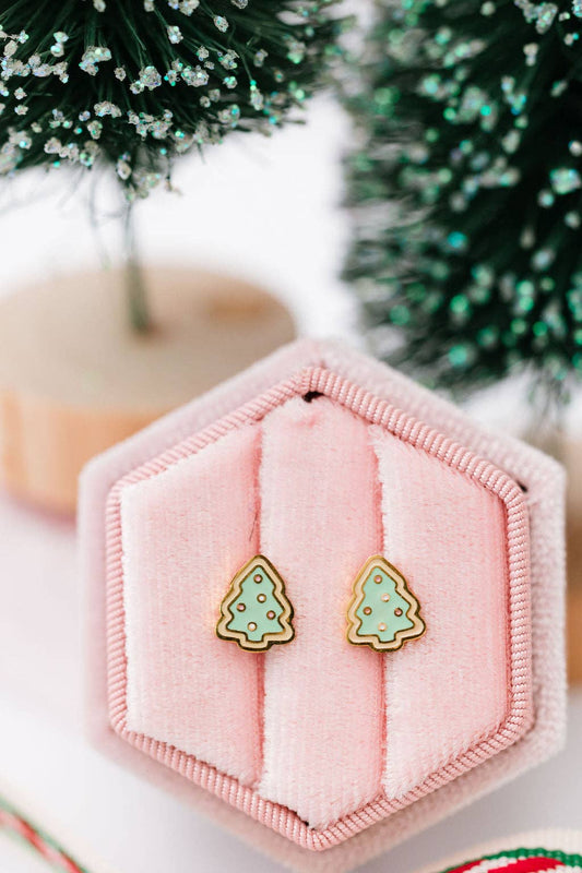 Desert Peach Christmas Sugar Cookie Stud Earrings