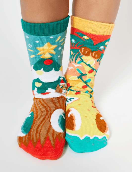 Pals Socks Christmas Trees Piney & Coco - Mismatched Non - Slip Kid Socks