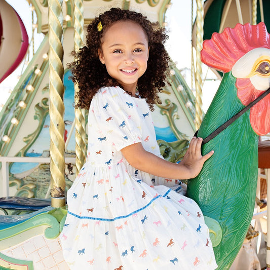 Pink Chicken Girls Charlie Dress - Multi Tiny Horses