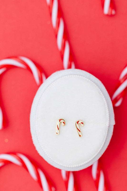 Desert Peach Gold Candy Cane Stud Earrings