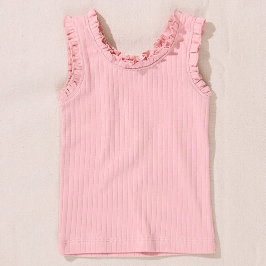 Pink Chicken Joy Ruffle Rib Tank - Pink