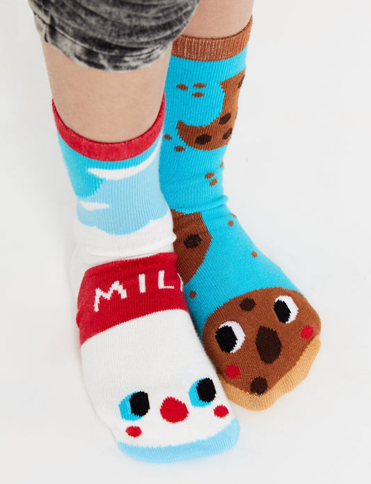 Pals Socks Milk & Cookies Non - Slip Mismatched Socks for Kids