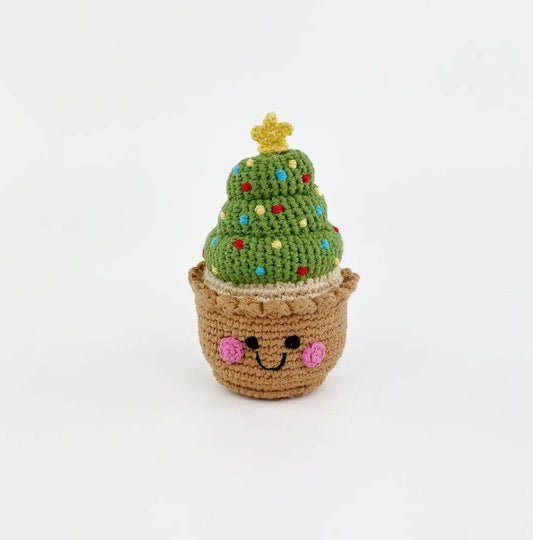 Pebble Christmas Cupcake Rattle – Handmade Holiday Keepsake