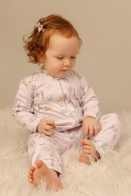 Pima Lima Pima Lima | 2 - way Zip Footie | Travel Lavender