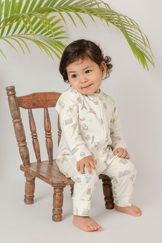 Pima Lima Pima Lima | 2 - way Zip Footie | Travel White