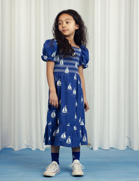 Mini Rodini Sailing Boats Woven Smock Dress