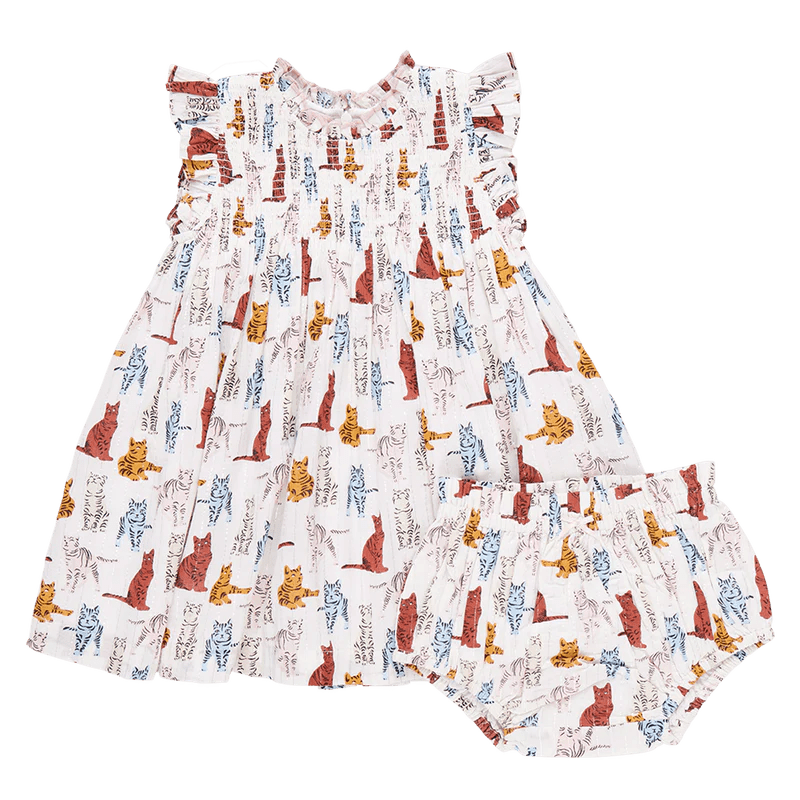 Baby Girls Stevie Dress Set - Tabby Cats - Pink Chicken