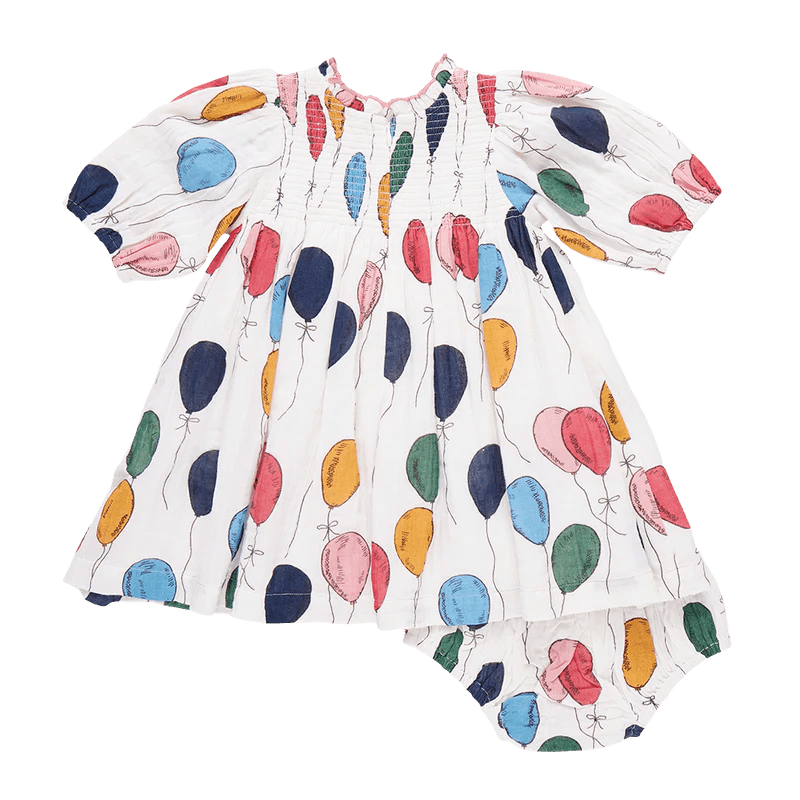 Baby Girls Stevie Puff Sleeve Dress Set - Balloon Bunches - Pink Chicken