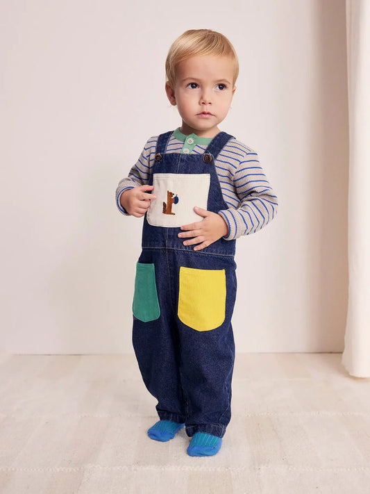 Baby Hungry Squirrel Denim Dungaree - Bobo Choses