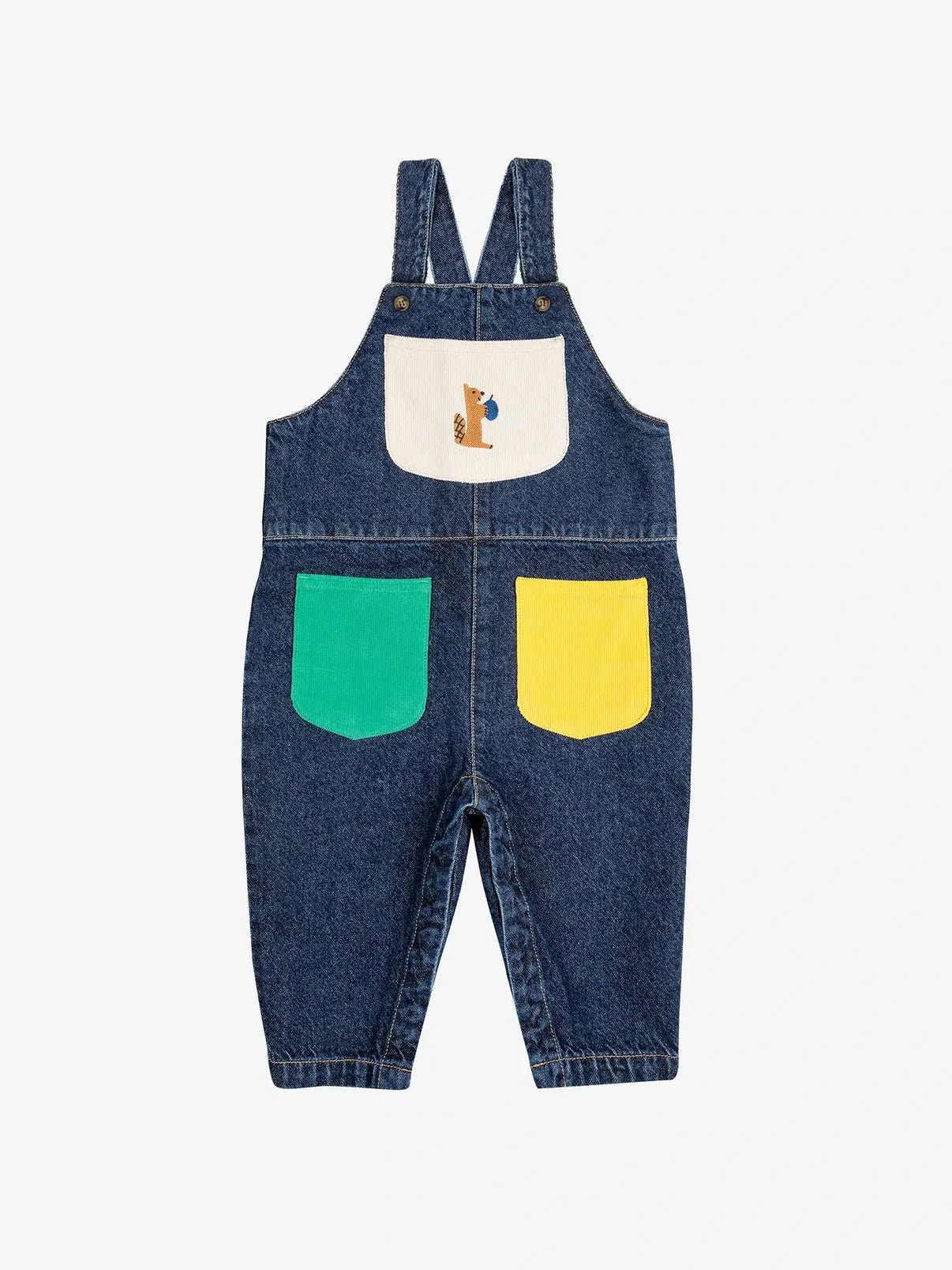 Baby Hungry Squirrel Denim Dungaree - Bobo Choses