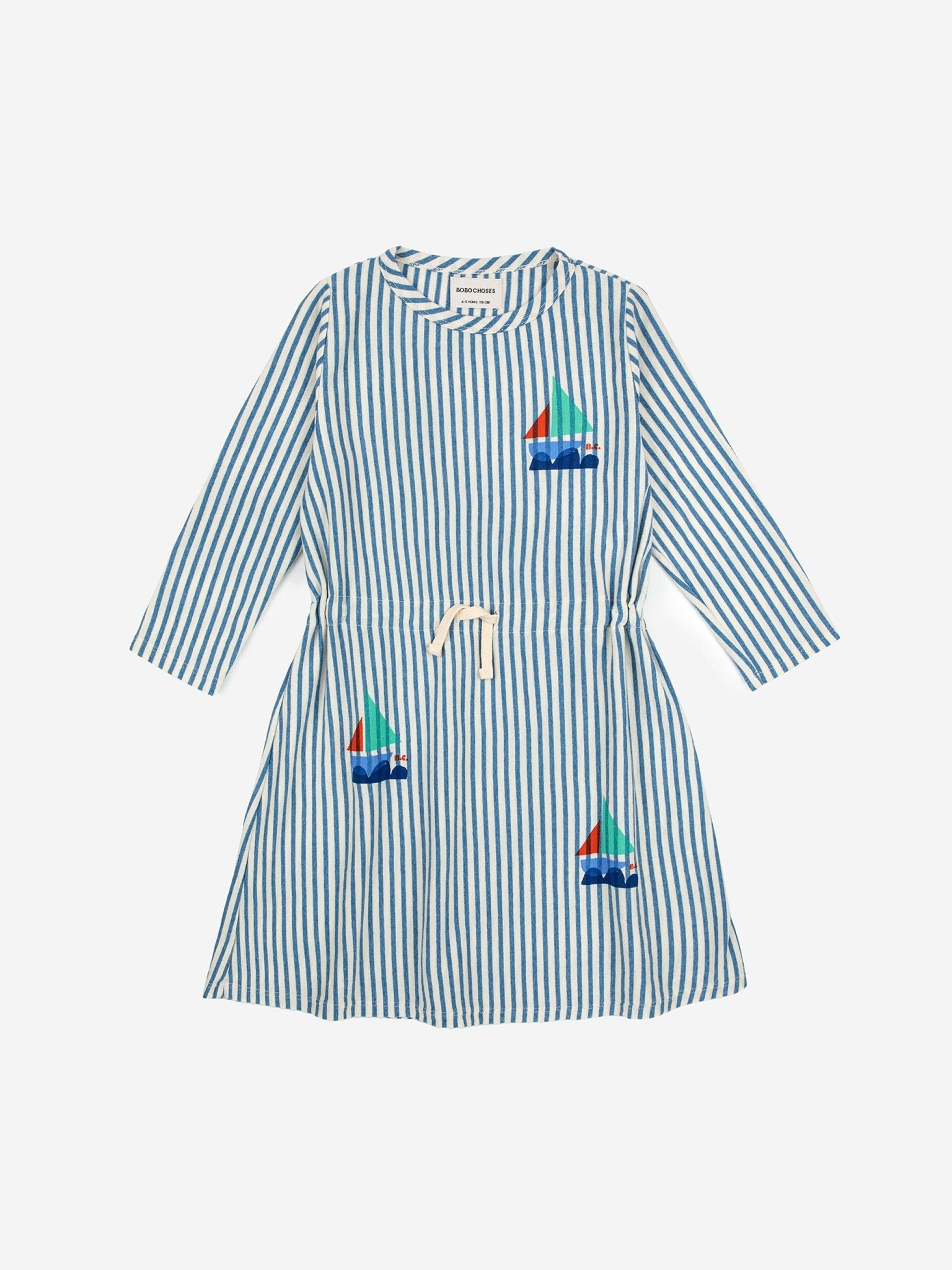 Blue Stripes Long Sleeve Dress - Bobo Choses