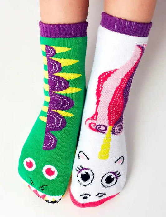 Dragon & Unicorn Mismatched Non - Slip Socks for Kids - Pals Socks