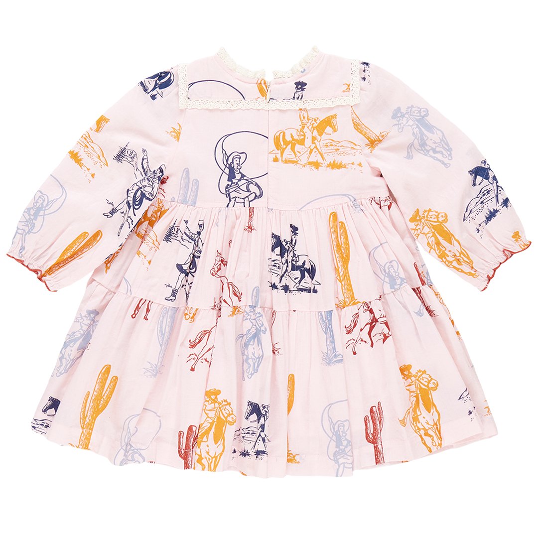 Girls Charlie Dress - Pink Cowgirls - Pink Chicken