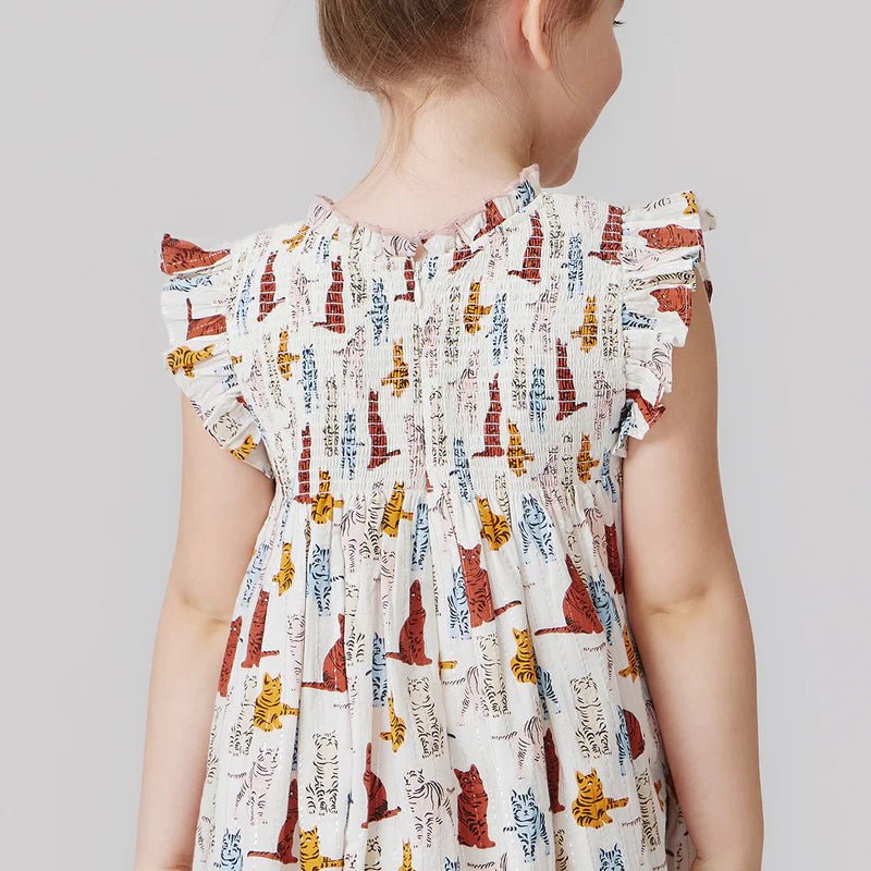 Girls Stevie Dress - Tabby Cats - Pink Chicken