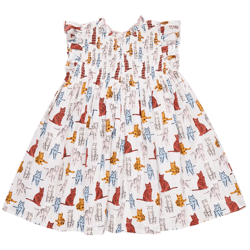 Girls Stevie Dress - Tabby Cats - Pink Chicken