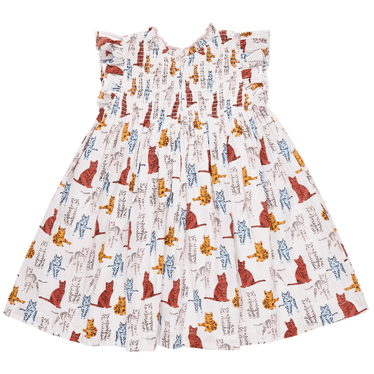 Girls Stevie Dress - Tabby Cats - Pink Chicken