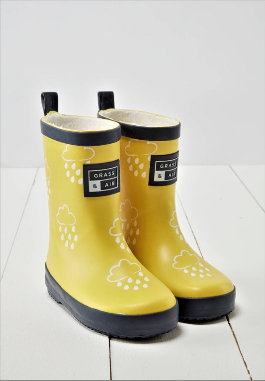 Kids Yellow Colour Changing Wellies - Grass & Air