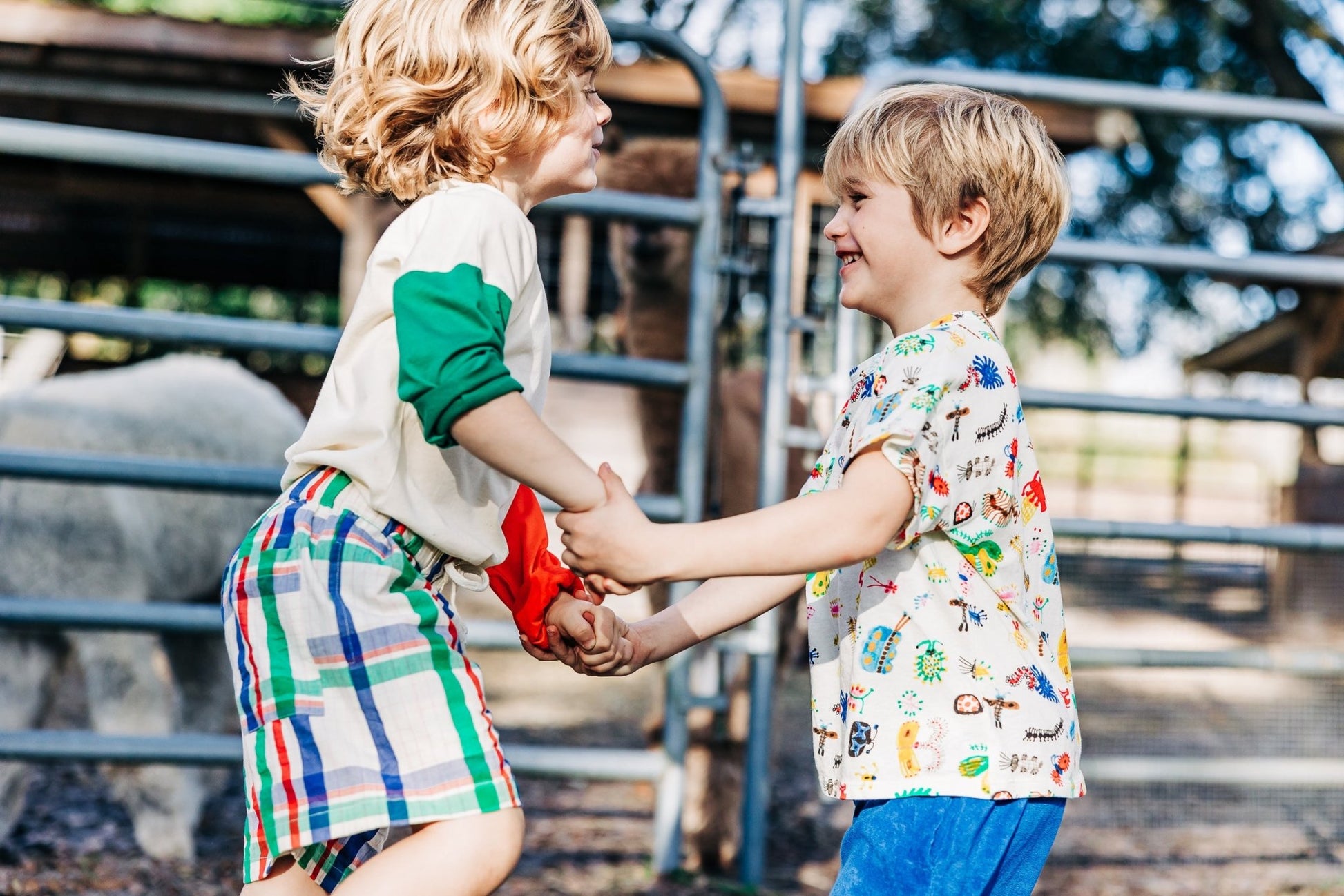 Madras Checks Woven Bermuda Shorts - Bobo Choses