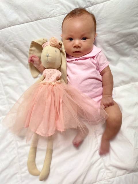Marcella the Bunny Ballerina in Pink Toile Skirt - Tikiri Toys