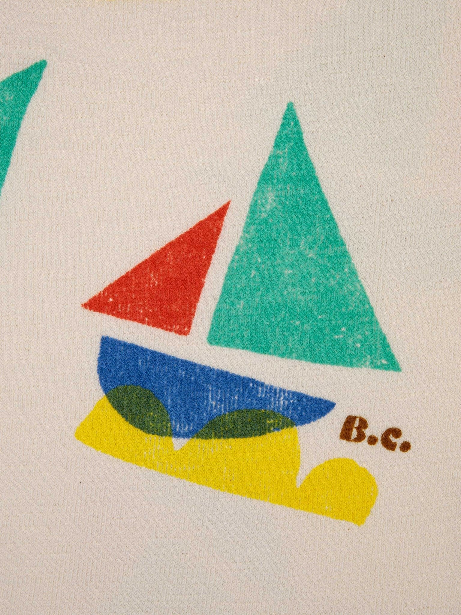 Multicolor Sail Boat All Over Cropped Sweatshirt - Bobo Choses