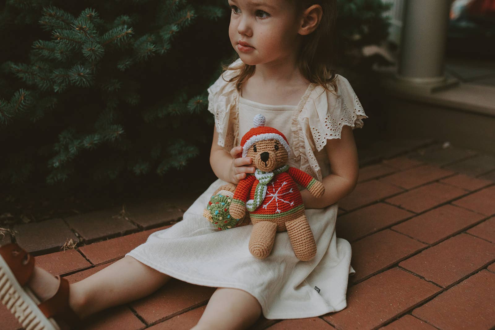 Pebble Christmas Teddy Bear – Handmade Organic Cotton Holiday Plush