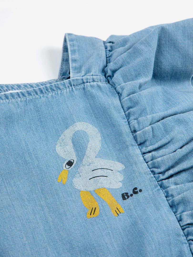 Pelican Denim Ruffle Dress - Bobo Choses