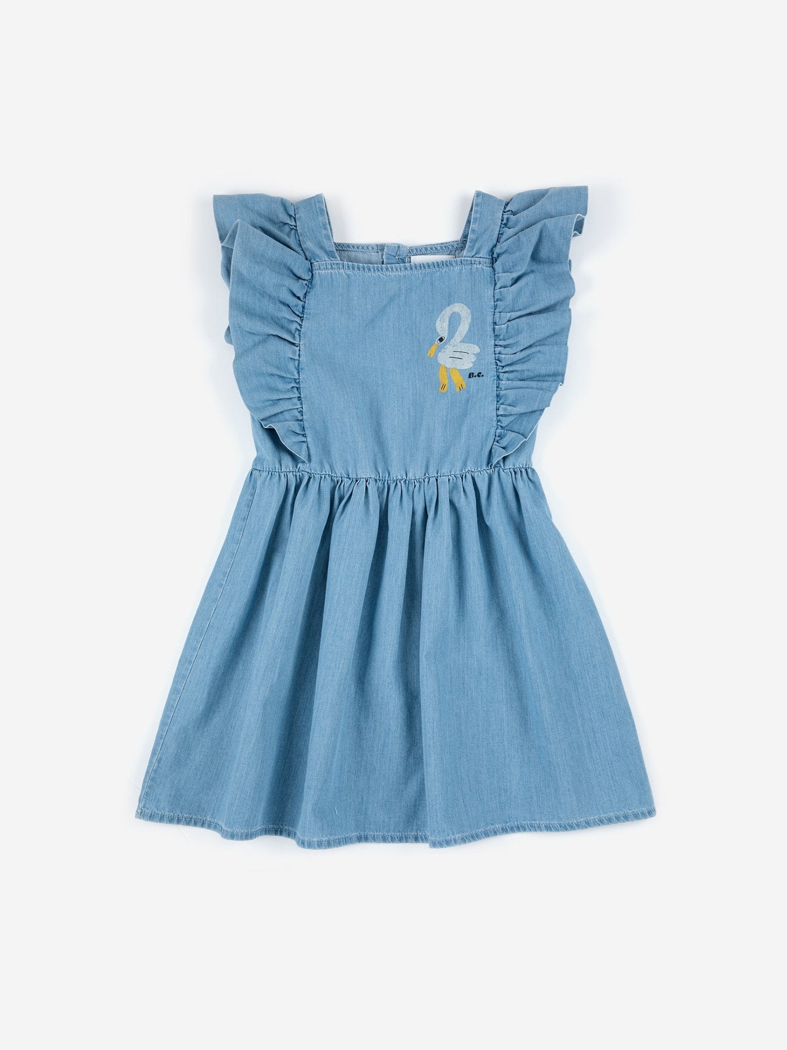 Pelican Denim Ruffle Dress - Bobo Choses