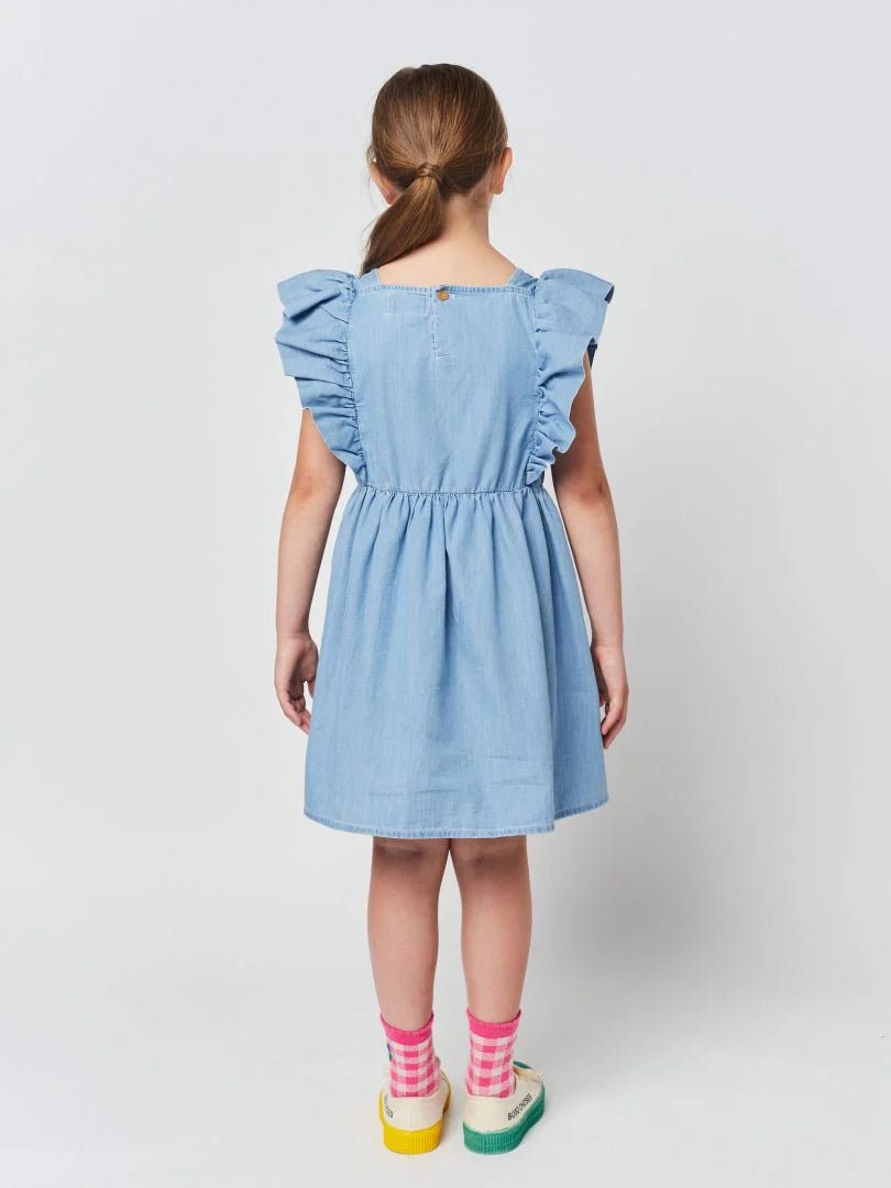 Pelican Denim Ruffle Dress - Bobo Choses