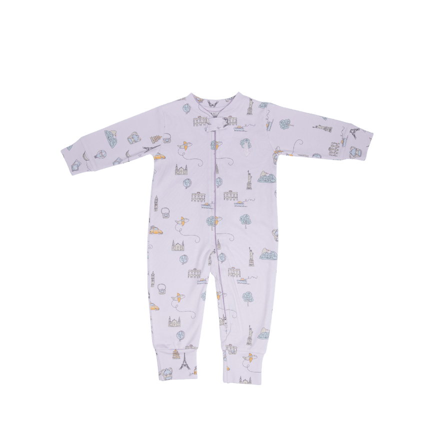 Pima Lima Pima Lima | 2 - way Zip Footie | Travel Lavender