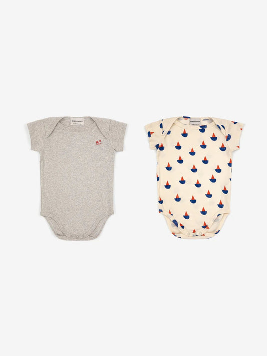 Sail Boat All Over Short Sleeve Bodies (Set of 2) - Bobo Choses