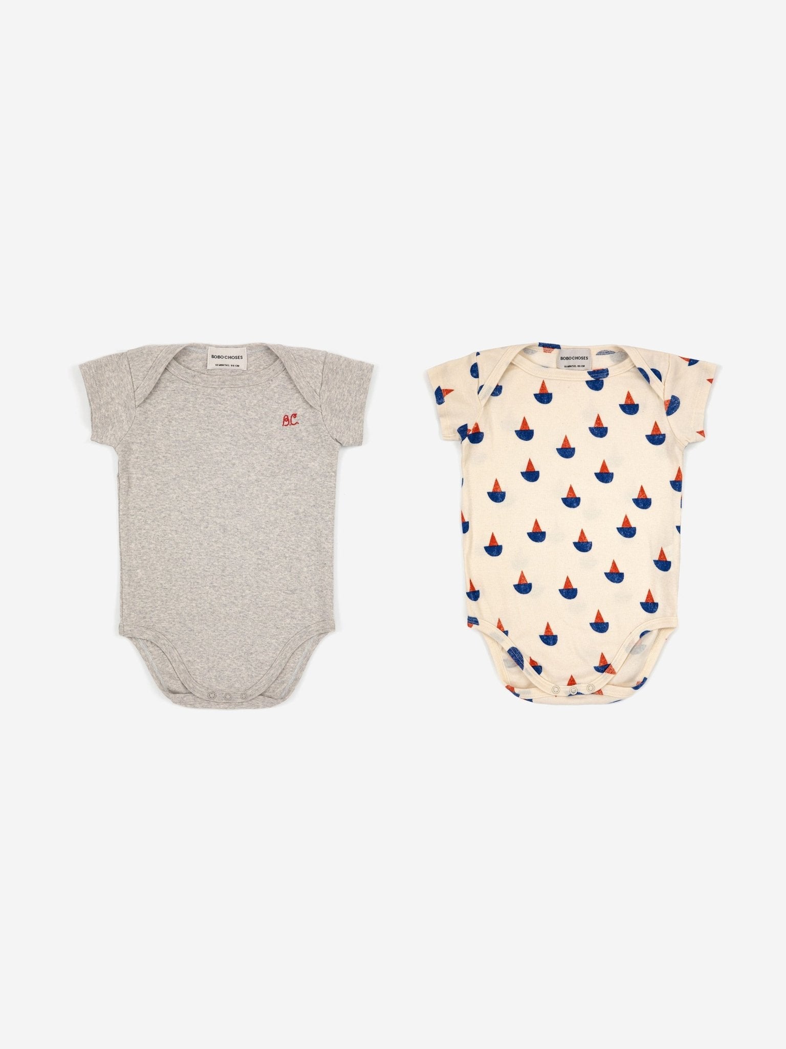Sail Boat All Over Short Sleeve Bodies (Set of 2) - Bobo Choses