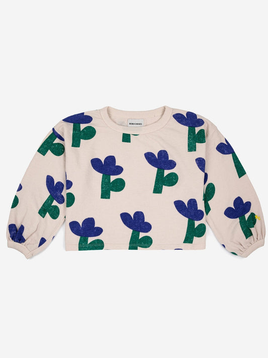 Sea Flower All Over Cropped Sweatshirt - Bobo Choses