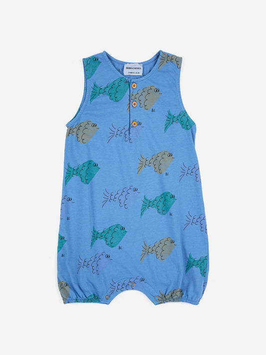 Multicolor Fish All Over Playsuit